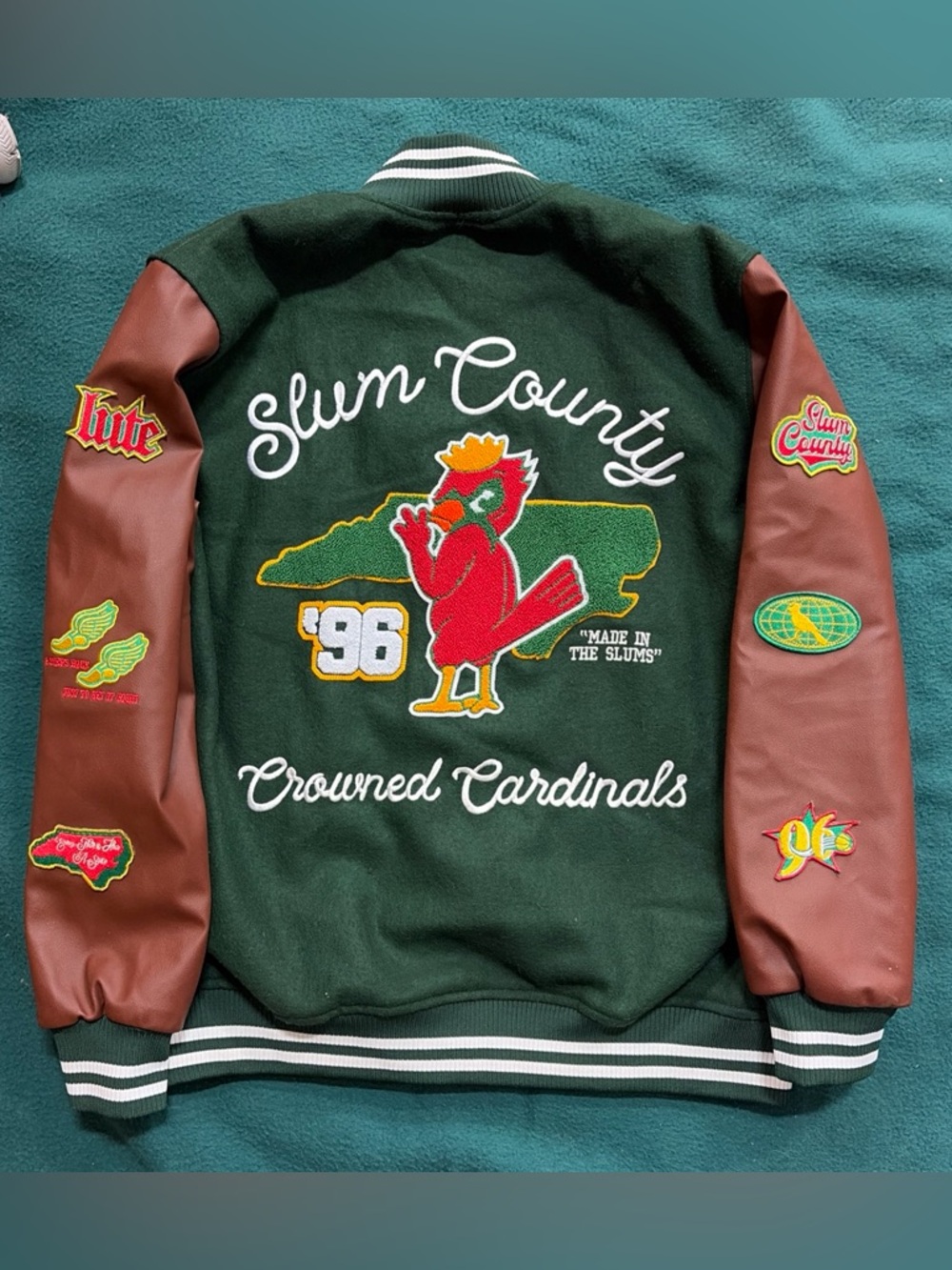 Slum County Music Label Letterman Jacket Men’s Large Wool Crowned Cardinals NC
